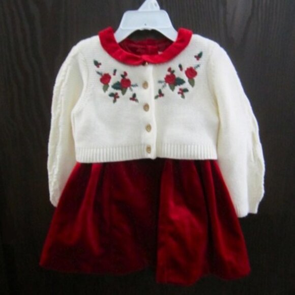 Velveteen Dress & Cream Cardigan by Tommy Bahama size 24 months - Picture 5 of 5